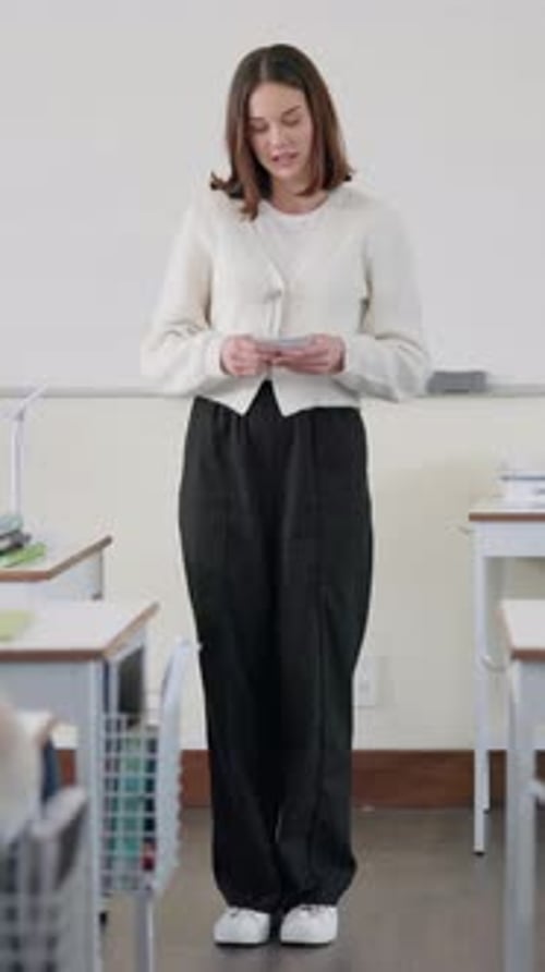 Education, lecture and presentation with student woman in classroom of college for speech