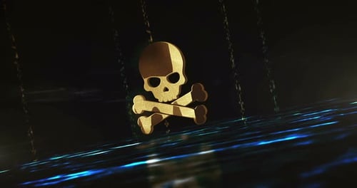 Digital Skull and Crossbones Logo Reveal