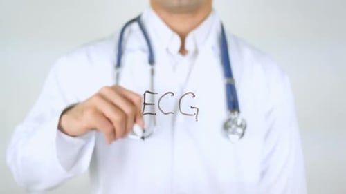 ECG Doctor Writing on Glass
