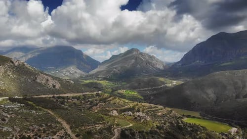 Agricultural field on mountain landscape