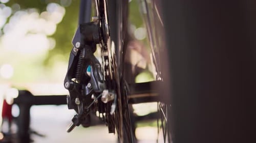 Close Up of Mountain Bike Wheel Spinning