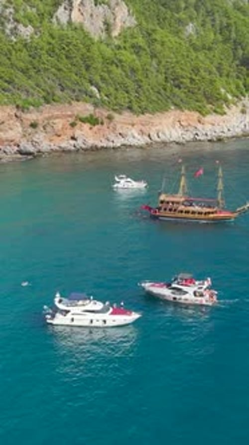 Vertical Video Mediterranean Escape Yachts on Azure Canvas