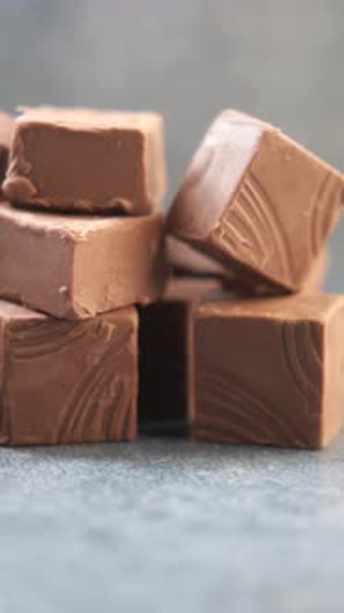 Stack of Milk Chocolate Squares, Close Up