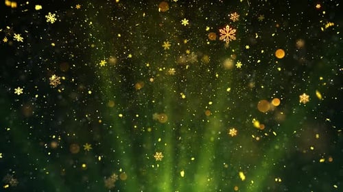 Golden Snowflakes Falling Particles Festive Christmas Background