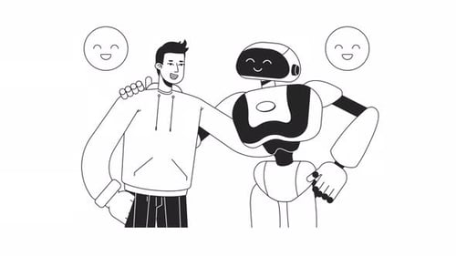 Human Hugging AI Bw Animation