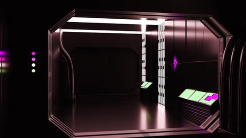 Futuristic Corridor with Neon Lights