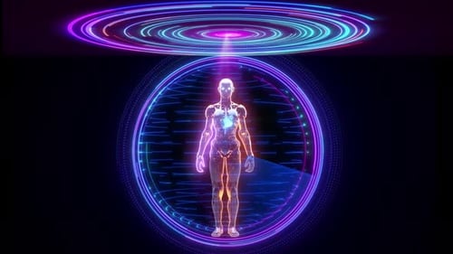 Artificial Intelligence Full Body Scanner Animation, Hud Animation Of Robot Body Full X-ray, Robot