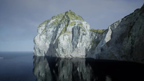 Paysage calme aux couleurs apaisantes Falaises calmes en bord de mer sous un ciel doux