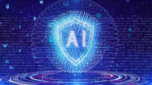 Futuristic AI Data Security Shield Animation