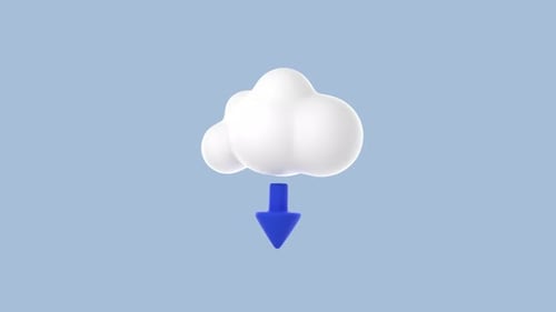 Modern 3D Cloud Icon with Down Arrow Download Animation