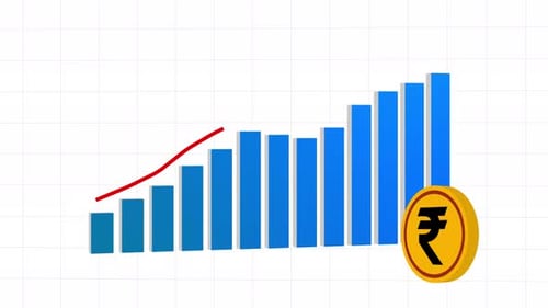 Animated Indian Rupee Bar Chart Showing Business Growth