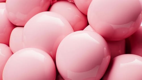 Abstract Fluid Pink Glossy Spheres Slow Movement Background
