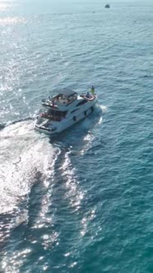 Vertical Video Yacht Paradise Scenic Mediterranean Coastline in