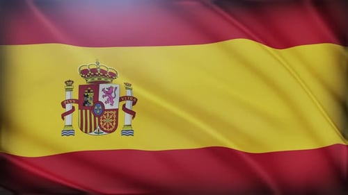 Realistic Waving Spain Flag Seamless Loop Background
