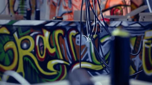 Close Up Shot of Hanging Electric Cables in Ghetto Abandoned Building