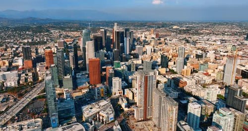 Splendid architecture of business center in modern Los Angeles, California, the USA.
