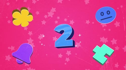 Retro Playful Number Two Animation with Sparkling Effect