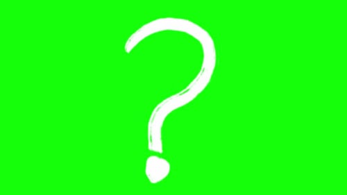 Wiggly Hand Drawn Question Mark Icon Green Screen