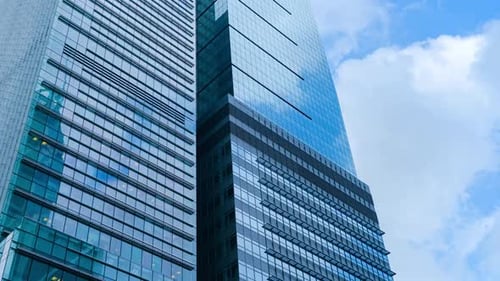 Modern office high rise skyscraper buildings. City business district.