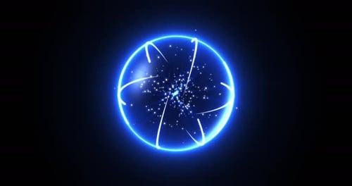 Magic blue ball or particle energy sphere. energy ball of bright points