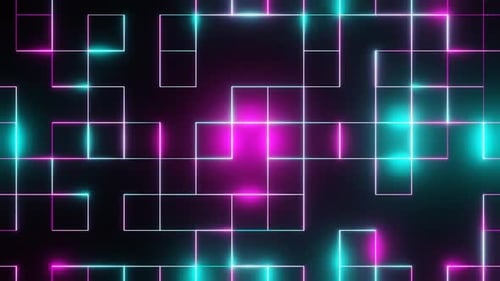 Cyan And Pink Square Abstract Glowing Patterns Background Vj Loop Animation In Hd