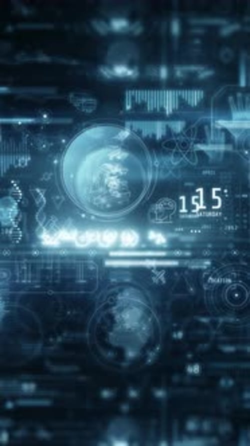 Array of Digital Data Moves in Virtual Space