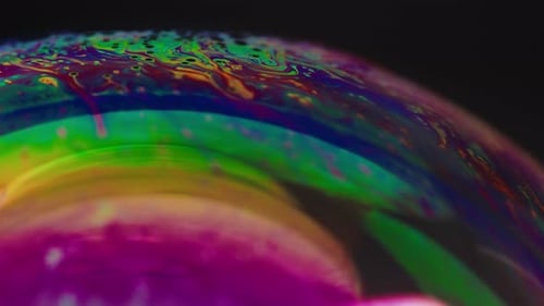 Abstract Colorful Paint Oil on the Surface of a Soap Bubble