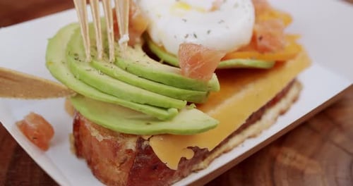 Gourmet Open-Faced Sandwich with Salmon and Avocado