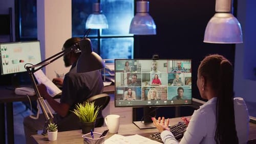 Businesswoman In Video Conference At Modern Office