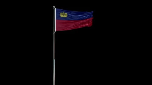 Liechtenstein Flag Waving Animation on Alpha Channel