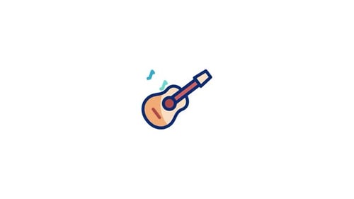 Minimalist Guitar Music Icon Animation