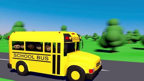Blue Green 3 D Cartoon School Bus Animated Youtube Intro Video