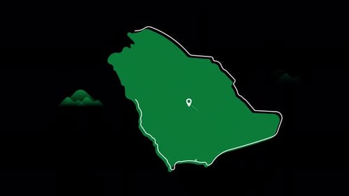 Animated Map Of Saudi Arabia With Location Pins And Travel Routes