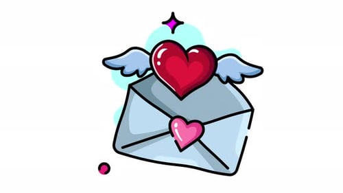 Animated Winged Heart Love Letter Illustration