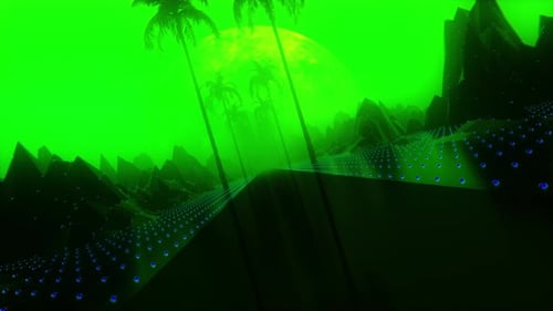 80s Road Fast On Neon Green Landscape