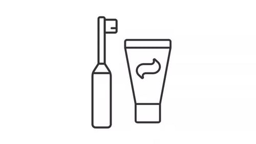 Animated Toothbrush and Toothpaste Minimal Line Icon Animation