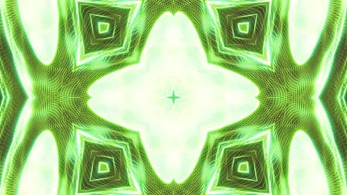 Looping Kaleidoscopic Trippy Background Green 4K