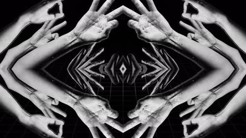Abstract Kaleidoscope Hands Glitch Pattern Loop