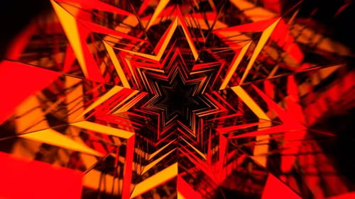 Fluoreszierender abstrakter Korridor-Hintergrund, VJ Loop in 4K, Rot und Orange, abgewinkelt