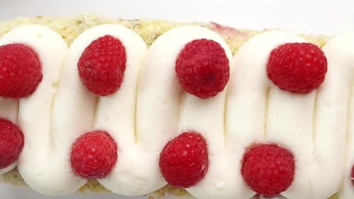 Raspberry Cake with Cream Swirls