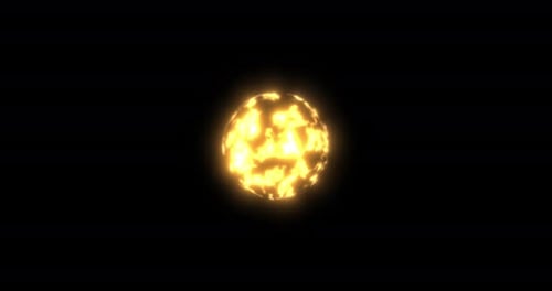Shining Fiery Orange Starlike Energy Orb In A 4 K Loop