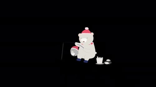 Beer And Penguen Fishing Alpha Channel 4K