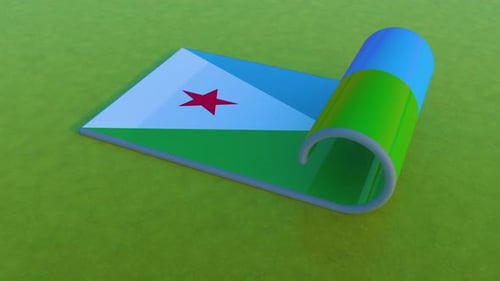 3D Animated Djibouti Flag Unrolling Reveal
