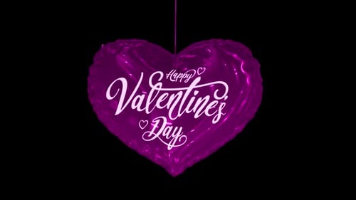 Happy Valentines Day Balloon Pink 4k Loop Alpha