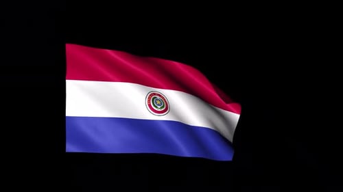 Waving Paraguay Flag Realistic Animation Loop