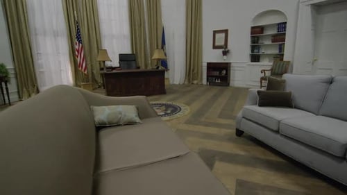 Oval office rotating around couches - empty scene HD