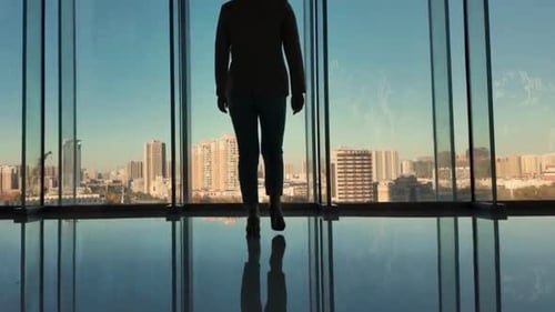 Cinematic And Majestic View Of Businesswoman Walking in Office