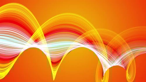 Animação abstrata de partículas torcidas em cores de laranjas