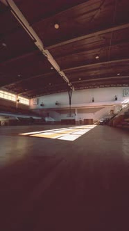 Large Empty College Basketball Gym With Seats
