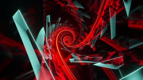 Red and black abstract background with spiral design. Loop animation